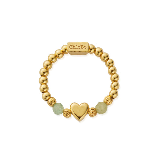 New Love Aventurine Ring, Medium - Gold - GR2AHEART