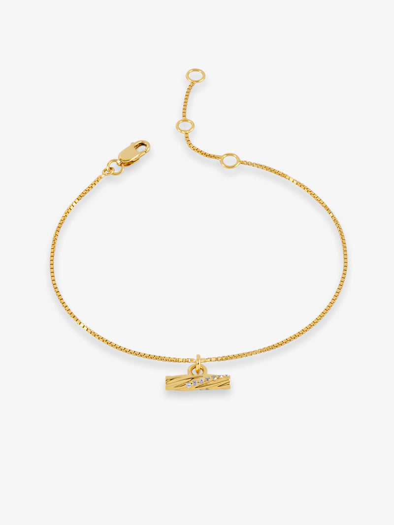 Twisted T-Bar Chain Bracelet - Gold - GRB02GP