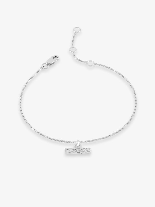 Twisted T-Bar Chain Bracelet - Silver - GRB02S