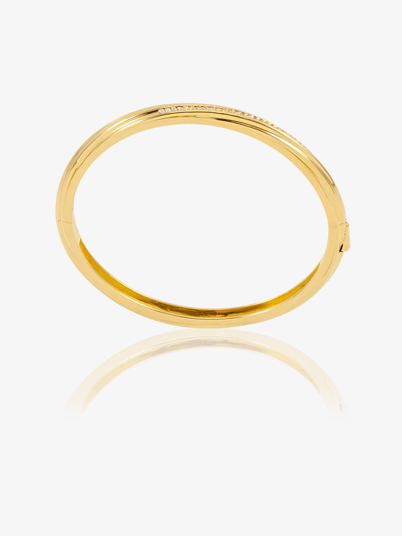 Twisted Hinged Bangle - Gold - GRB03GP
