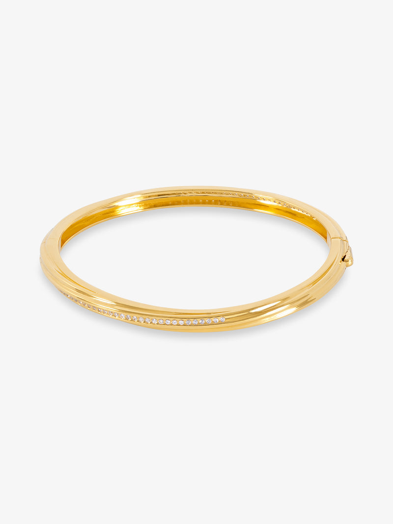 Twisted Hinged Bangle - Gold - GRB03GP