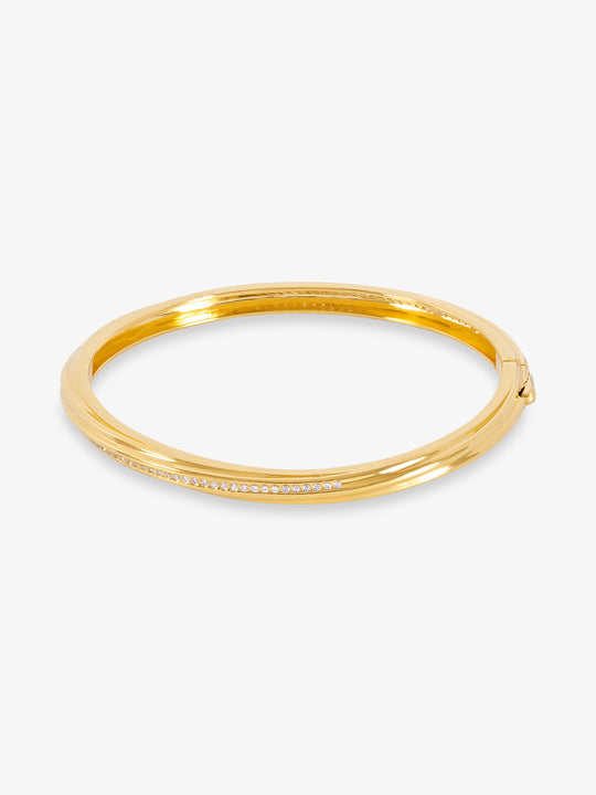 Twisted Hinged Bangle - Gold - GRB03GP