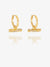 Twisted T-Bar Huggie Hoop Earrings - Gold - GRE04GP