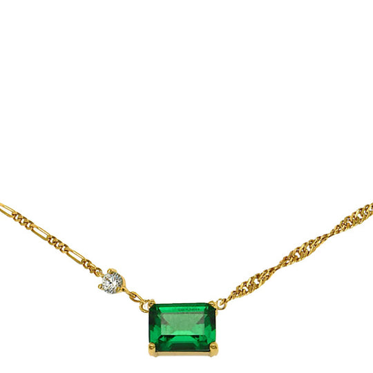 Lola Emerald Cut Necklace - Gold - AS22TRN05