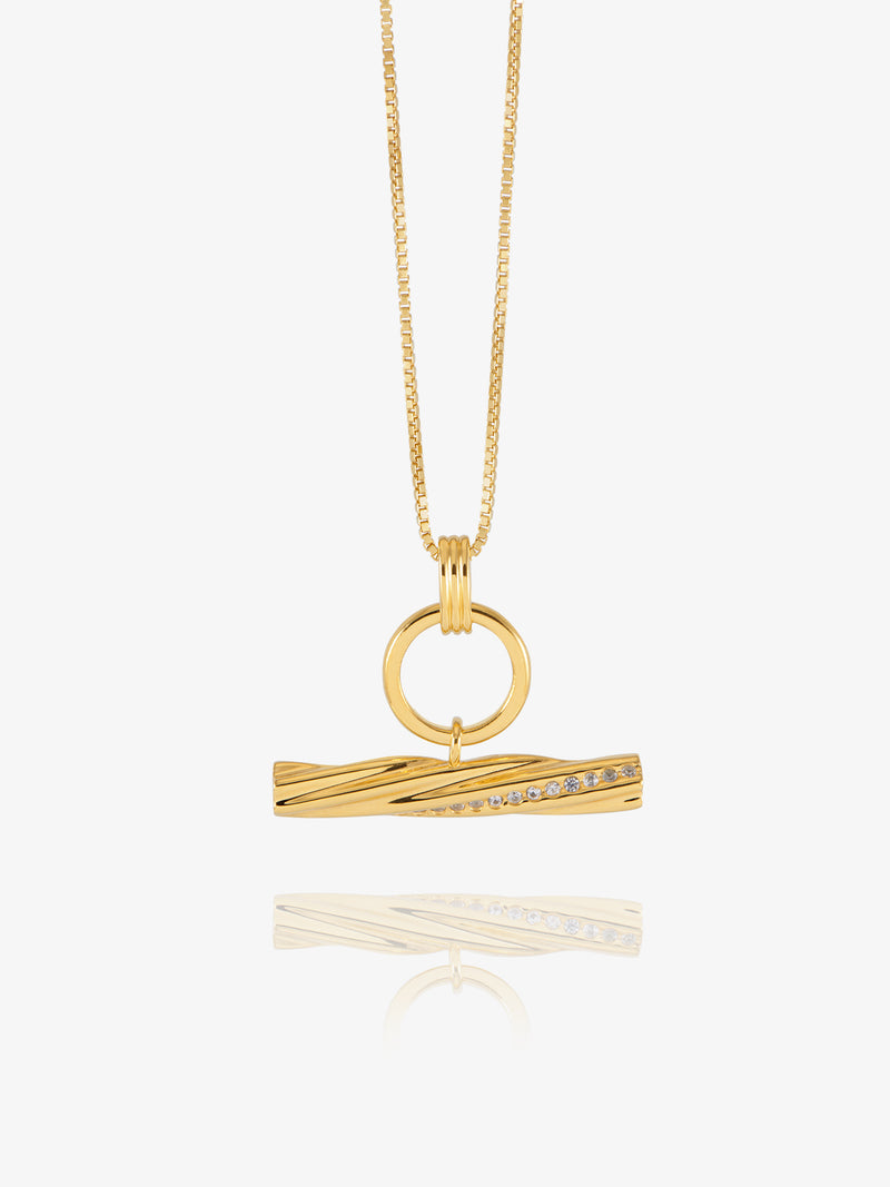 Twisted T-Bar Necklace - Gold - GRN01GP