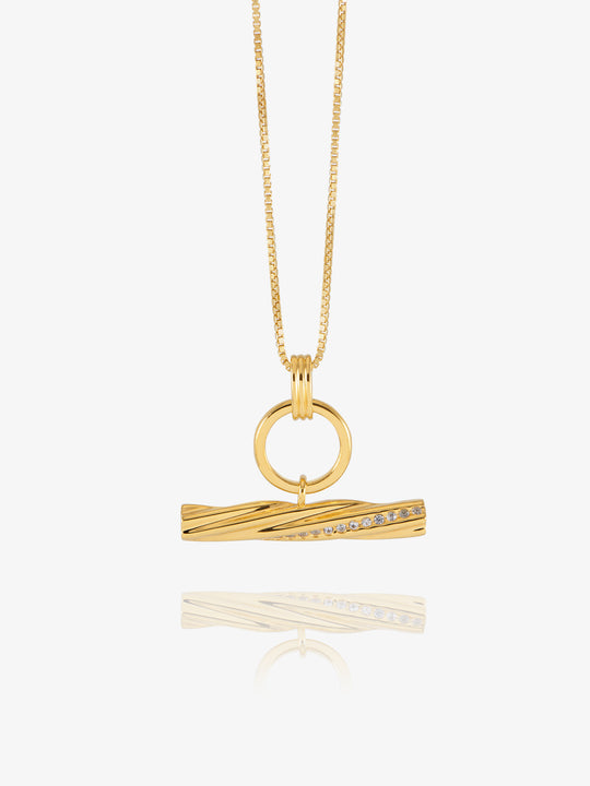 Twisted T-Bar Necklace - Gold - GRN01GP