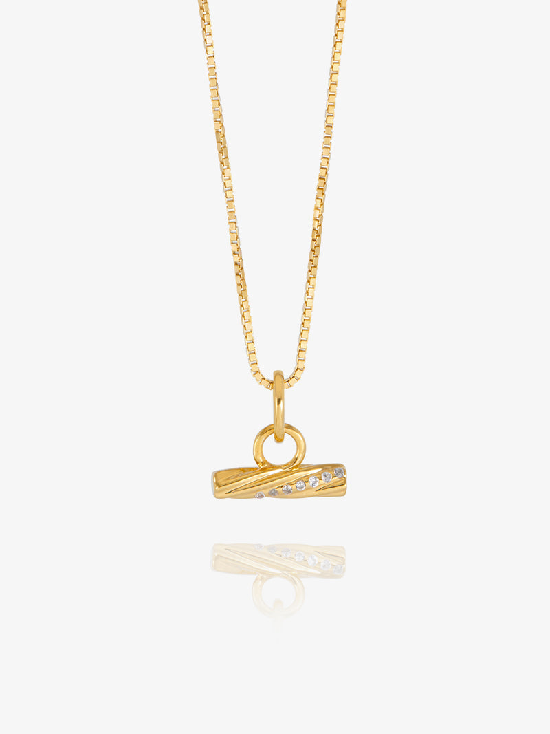 Mini Twisted T-Bar Necklace - Gold - GRN03GP