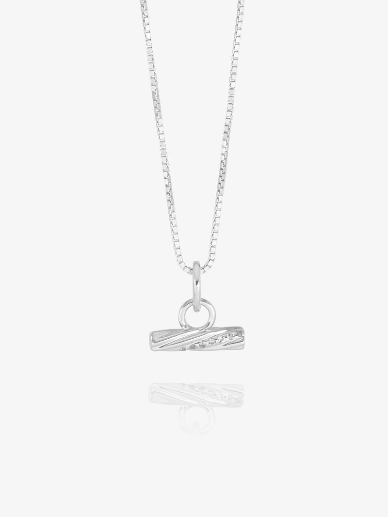 Mini Twisted T-Bar Necklace - Silver - GRN03S