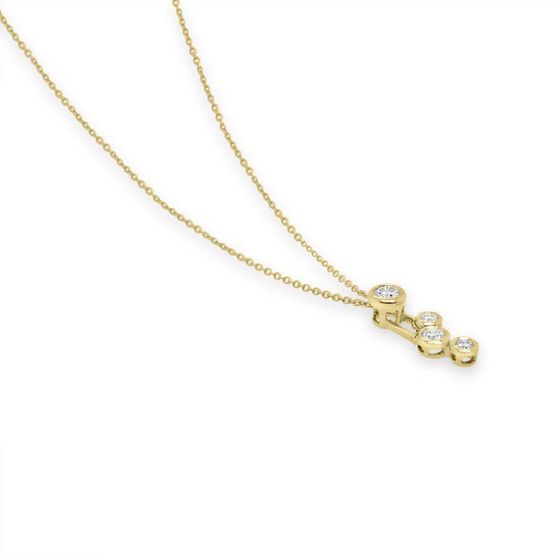 18ct Yellow Gold Round Brilliant Cut Diamond Bubble Drop Pendant & Chain - 0.35ct