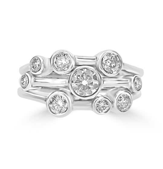 Platinum Round Brilliant Cut Bubble Ring - 1.01ct