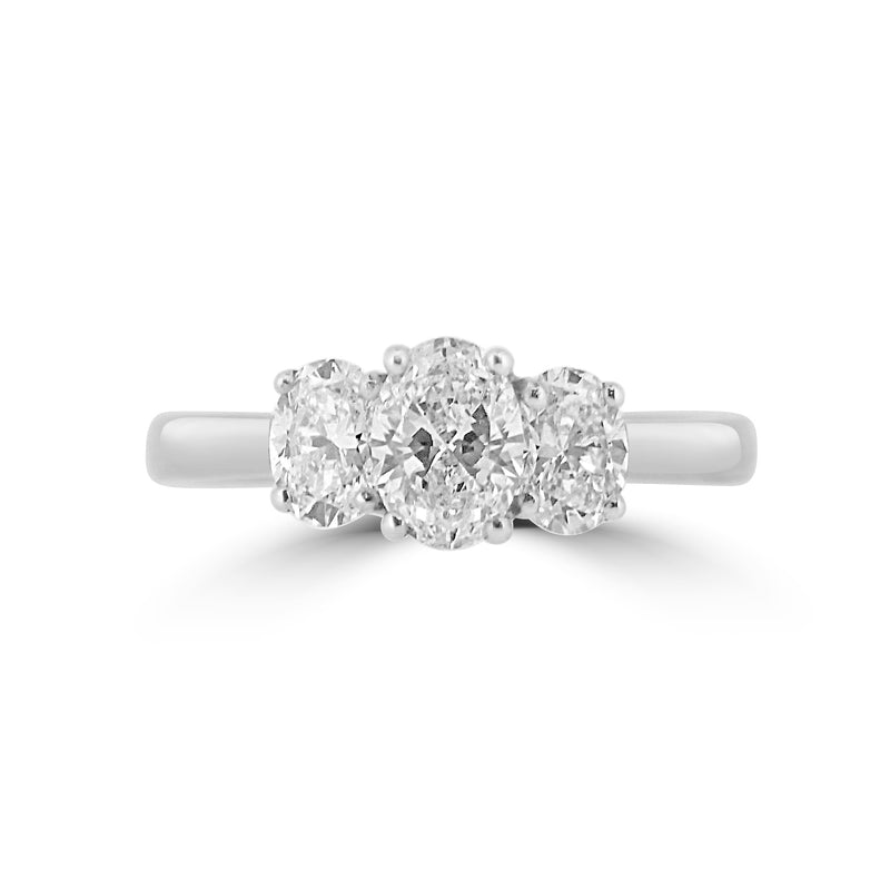 Platinum Oval Trilogy Ring - 0.91ct