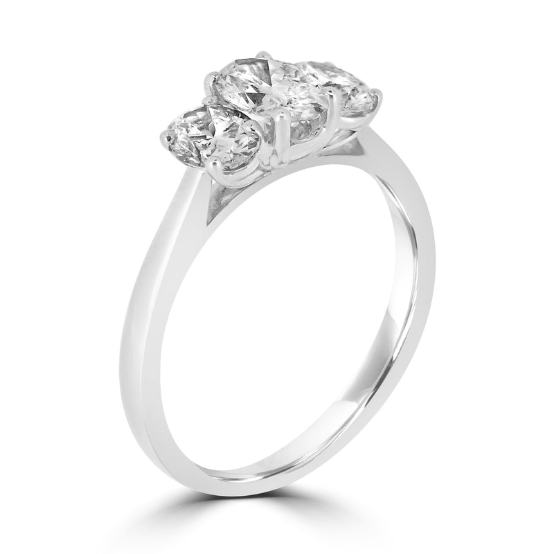 Platinum Oval Trilogy Ring - 0.91ct