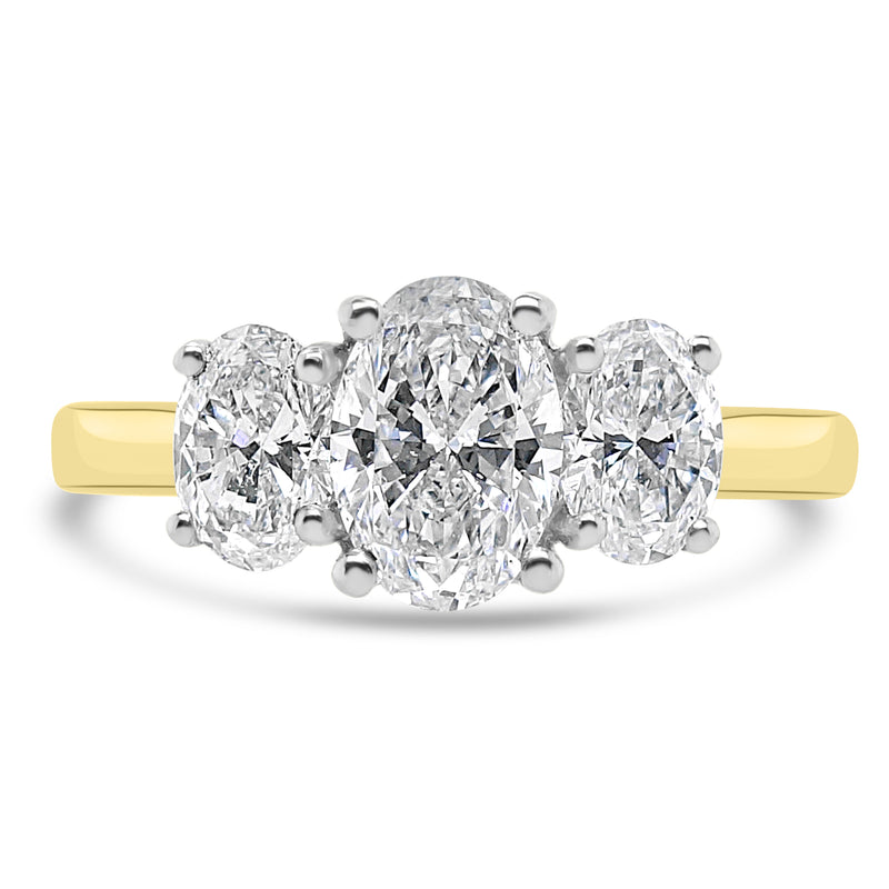 18ct Yellow Gold Oval Trilogy Ring - 1.51ct