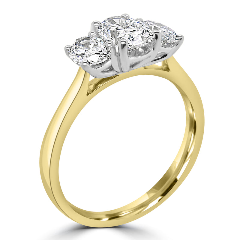 18ct Yellow Gold Oval Trilogy Ring - 1.51ct