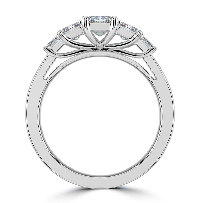 Platinum Five Stone Emerald Cut Laboratory Grown Diamond Ring, 2.53ct