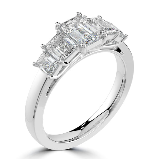 Platinum Five Stone Emerald Cut Laboratory Grown Diamond Ring, 2.53ct