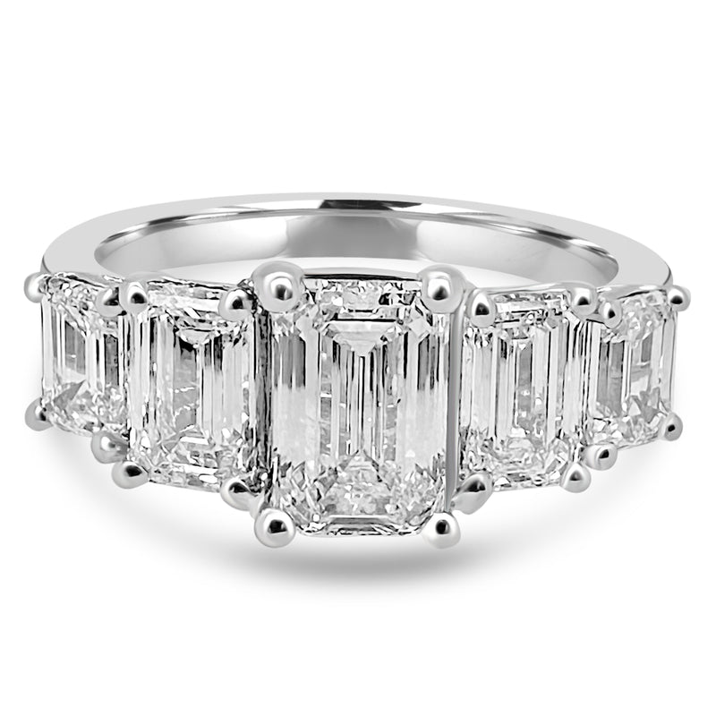 Platinum Five Stone Emerald Cut Laboratory Grown Diamond Ring, 2.53ct