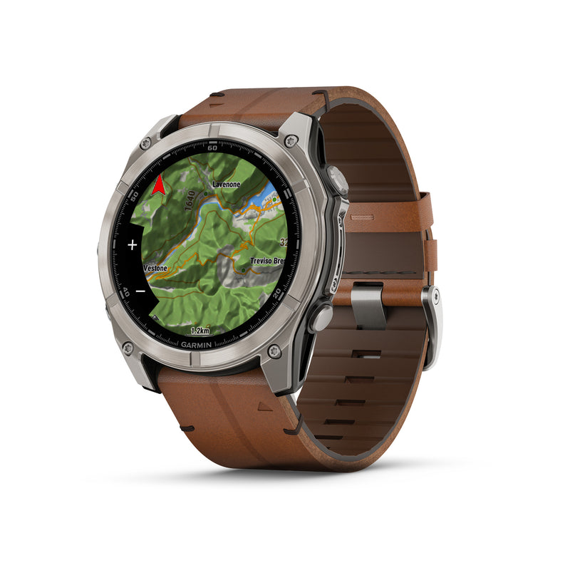 Fenix 8 GPS Smartwatch, 51mm - Titanium with Chestnut Leather Band - 010-02905-40