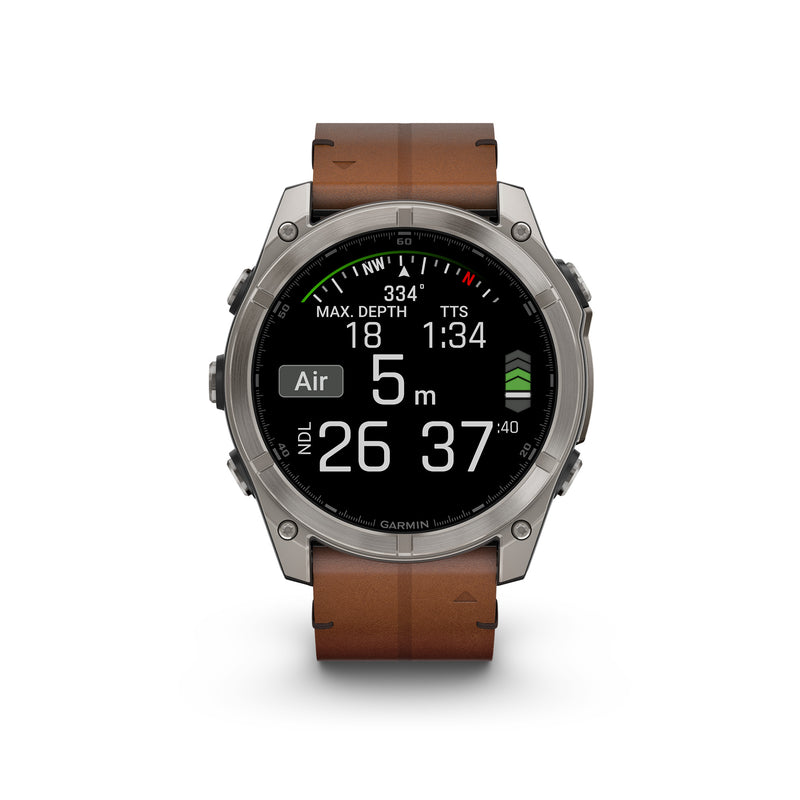 Fenix 8 GPS Smartwatch, 51mm - Titanium with Chestnut Leather Band - 010-02905-40