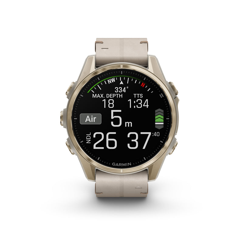 Fenix 8 GPS Smartwatch, 43mm - Soft Gold with Limestone Leather Band - 010-02903-40