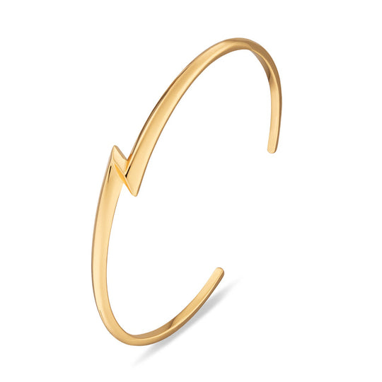 Lightning Bolt Open Bangle - Gold - SPG-120