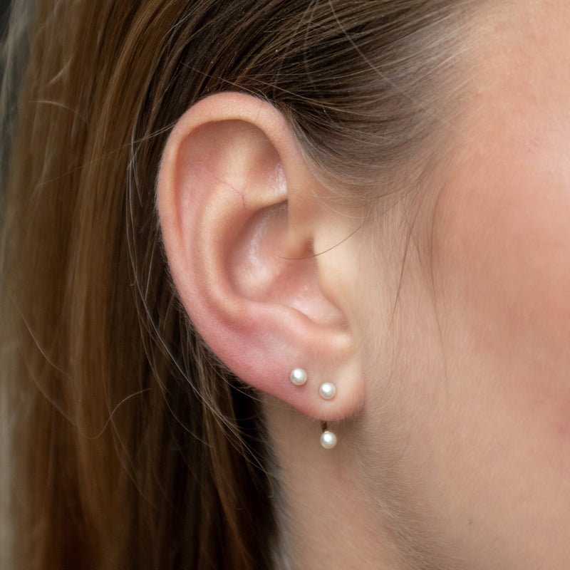 Pearl Dot Ear Jacket Stud Earrings - Gold - SPG-9