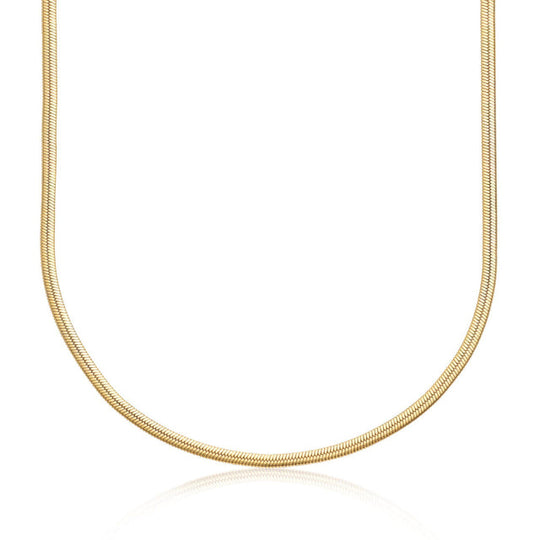 Mini Flat Snake Chain Necklace - Gold - SPG-307