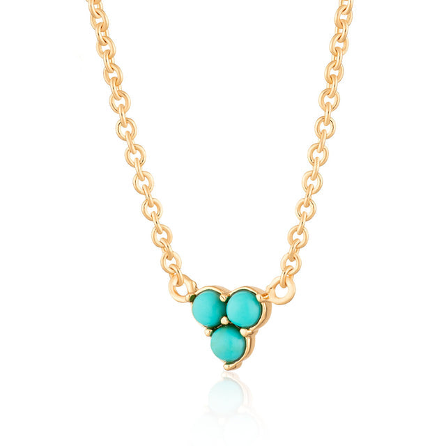 Trinity Necklace with Turquoise stones - Gold - SPG-255