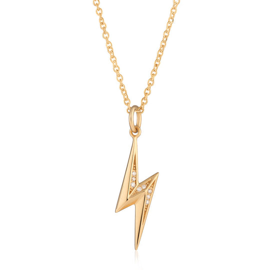 Lightning Bolt Necklace - Gold - SPG-118-226