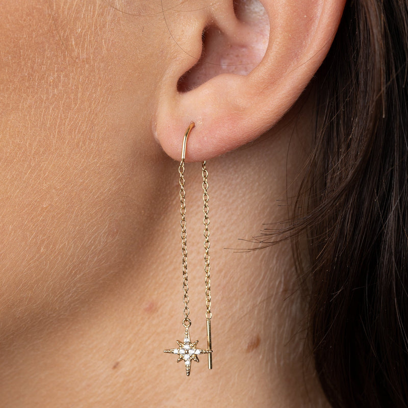 Starburst Threader Earrings - Gold - SPEDGS7-PV