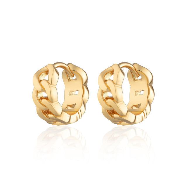 Chain Reaction Huggie Hoop Earrings - Gold - SPG-294