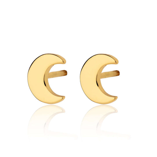 Crescent Moon Stud Earrings - Gold - SPESGS175