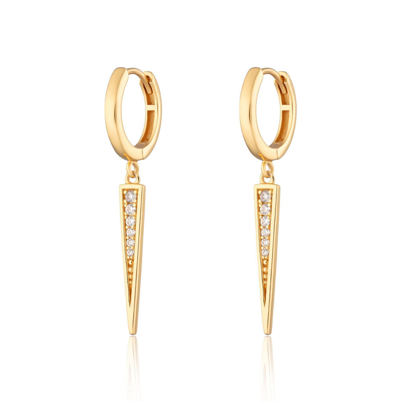 Sparkling Spike Hoop Earrings - Gold - SPG-235