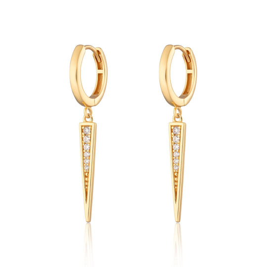 Sparkling Spike Hoop Earrings - Gold - SPG-235