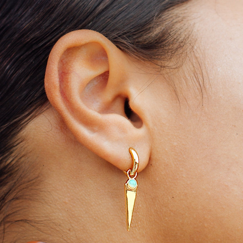 Spike Charm Hoop Earrings - Gold - SPG-8-162