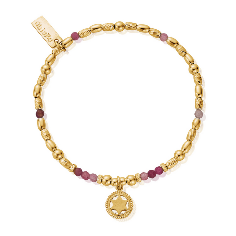 Pink Tourmaline Heart Chakra Bracelet - Gold - GBPT766