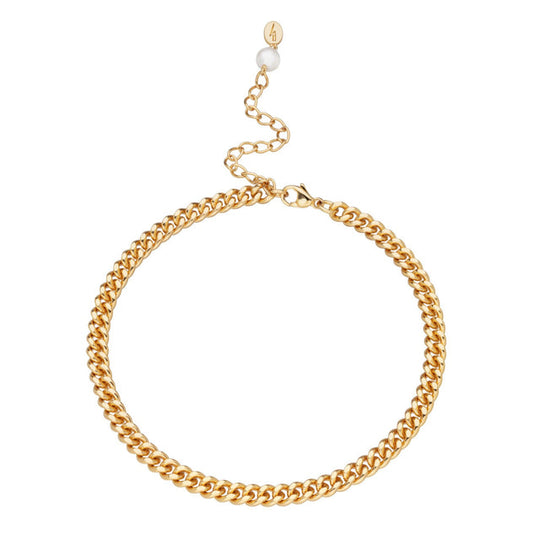 Curb Chain Anklet - Gold - SPG-347
