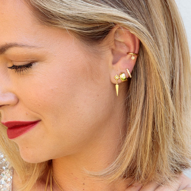 Interstellar Spike Drop Stud Earrings - Gold - SPG-370