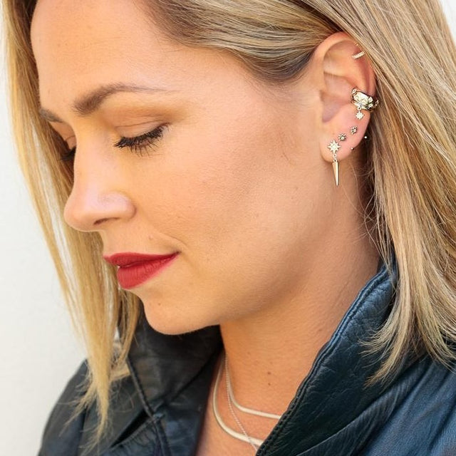 Interstellar Star Drop Ear Cuff - Silver - SPS-369