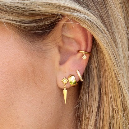 Interstellar Spike Drop Stud Earrings - Gold - SPG-370