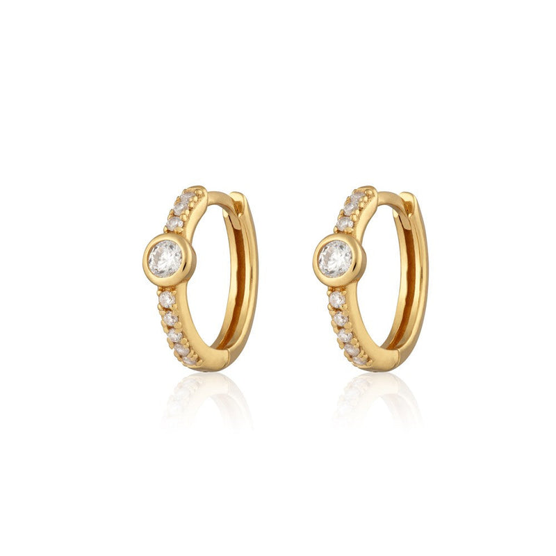 Hannah Martin Sparkling Bezel Large Huggie Earrings - Gold - SPG-110