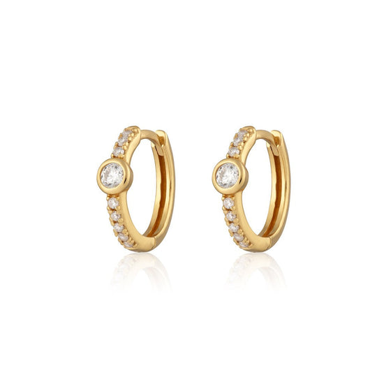 Hannah Martin Sparkling Bezel Large Huggie Earrings - Gold - SPG-110