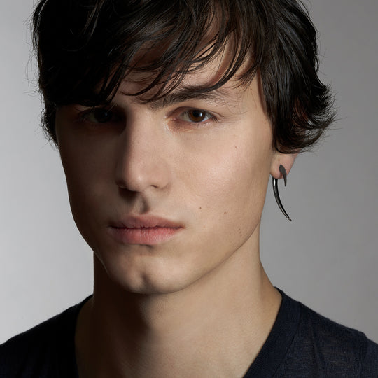 Hook Earrings, Size 1 - Silver/Black - HT008.BRNAEOS