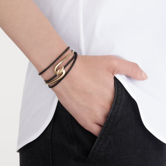 Hook Leather Bracelet, Medium - Gold - HT024.YVNABZM