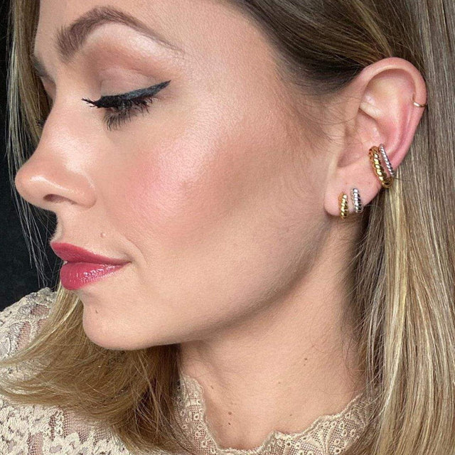 Hannah Martin Twist & Shout Huggie Earrings - Silver - SPS-297