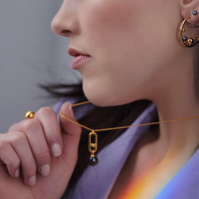 Stellar Hardware Black Pearl Necklace - Gold - BPN03GP