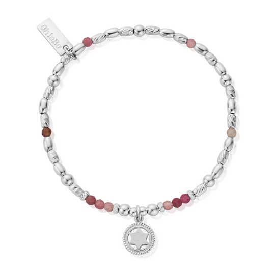 Pink Tourmaline Heart Chakra Bracelet - Silver - SBPT681