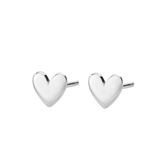 Heart Stud Earrings - Silver - SPESSS20