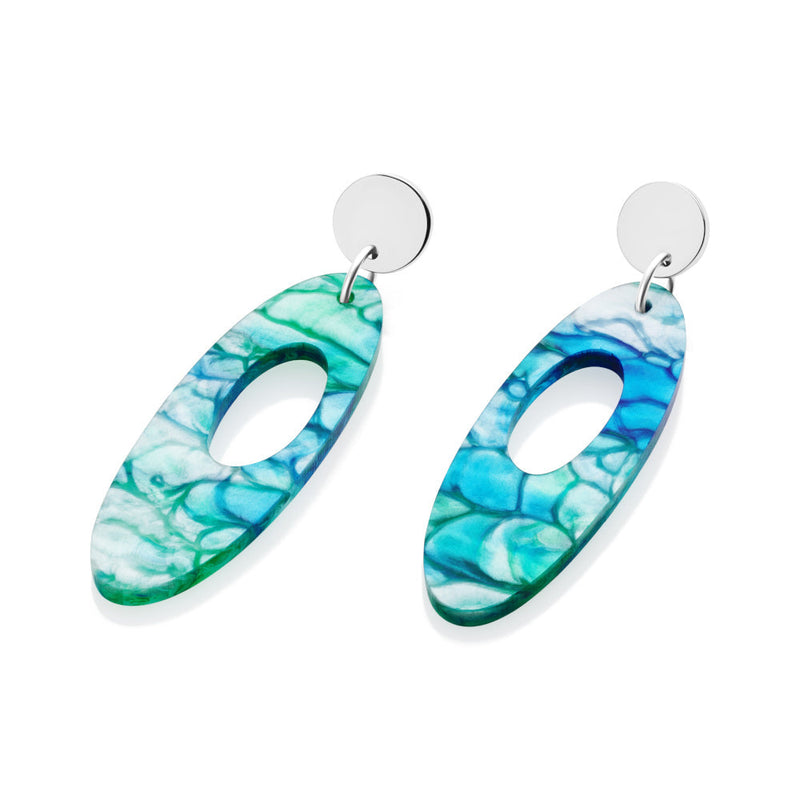 Hepworth Earrings - Silver/Blue/Green Lava - SP-763