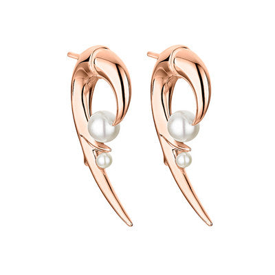 Hooked Pearl Earrings - Rose Gold - CB051.RVNAEOS